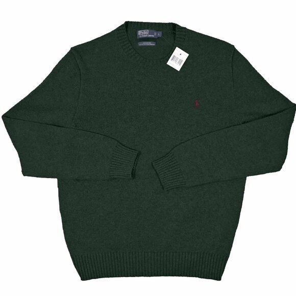 NEW Polo Ralph Lauren Crewneck Sweater!   Green With Maroon Polo Player  Cotton - Picture 1 of 1